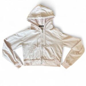 Brandy Melville light pink cropped zip up hoodie sweatshirt